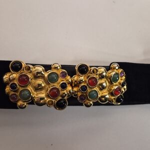 Judith Leiber Gold Belt with Multi-Color Stones